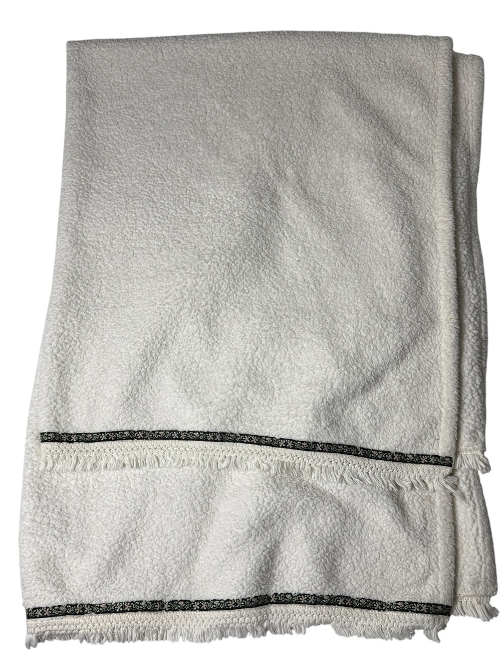 Natural Life Throw Blanket Fleece Fringe Neutral Beige